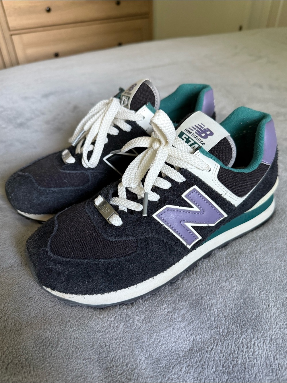 New Balance 574 'Black Purple Teal' Sneakers